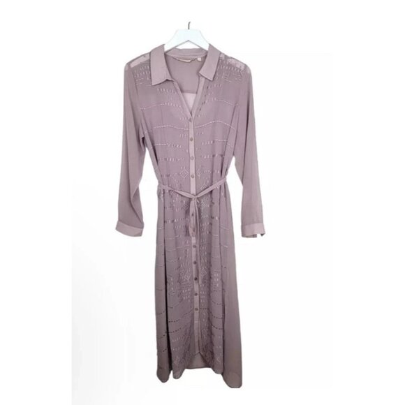 Soft Surroundings Dusty Lilac Ibiza Embroidered Georgette Maxi Dress Sz XL - Picture 1 of 13